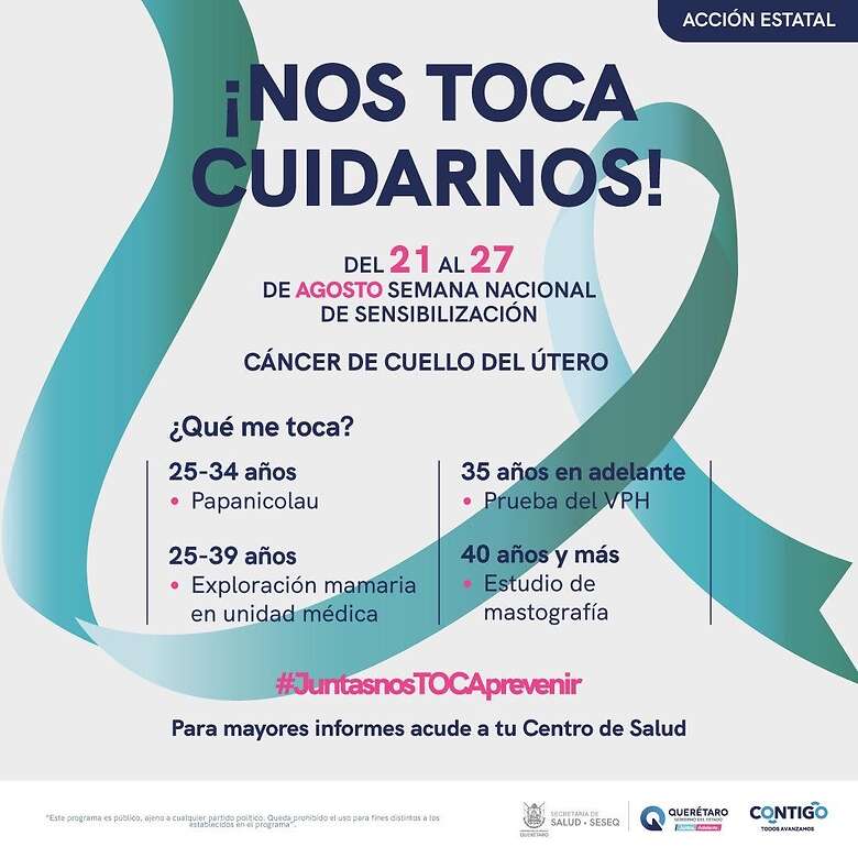 La Secretaría de Salud del Estado de Querétaro anunció la Semana de Sensibilización del Cáncer de Cuello del Útero. Foto: Especial