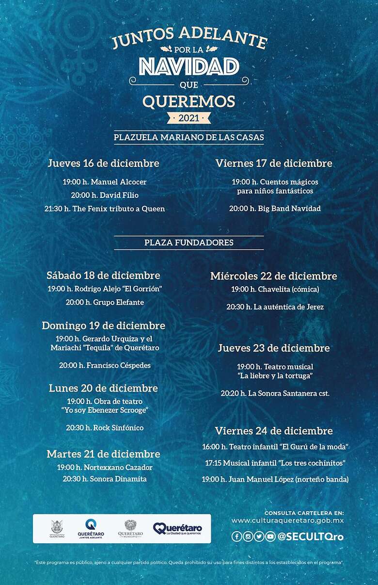 SECULT se suma al programa “Juntos Adelante por la Navidad que Queremos”, con 104 actividades de diferentes disciplinas