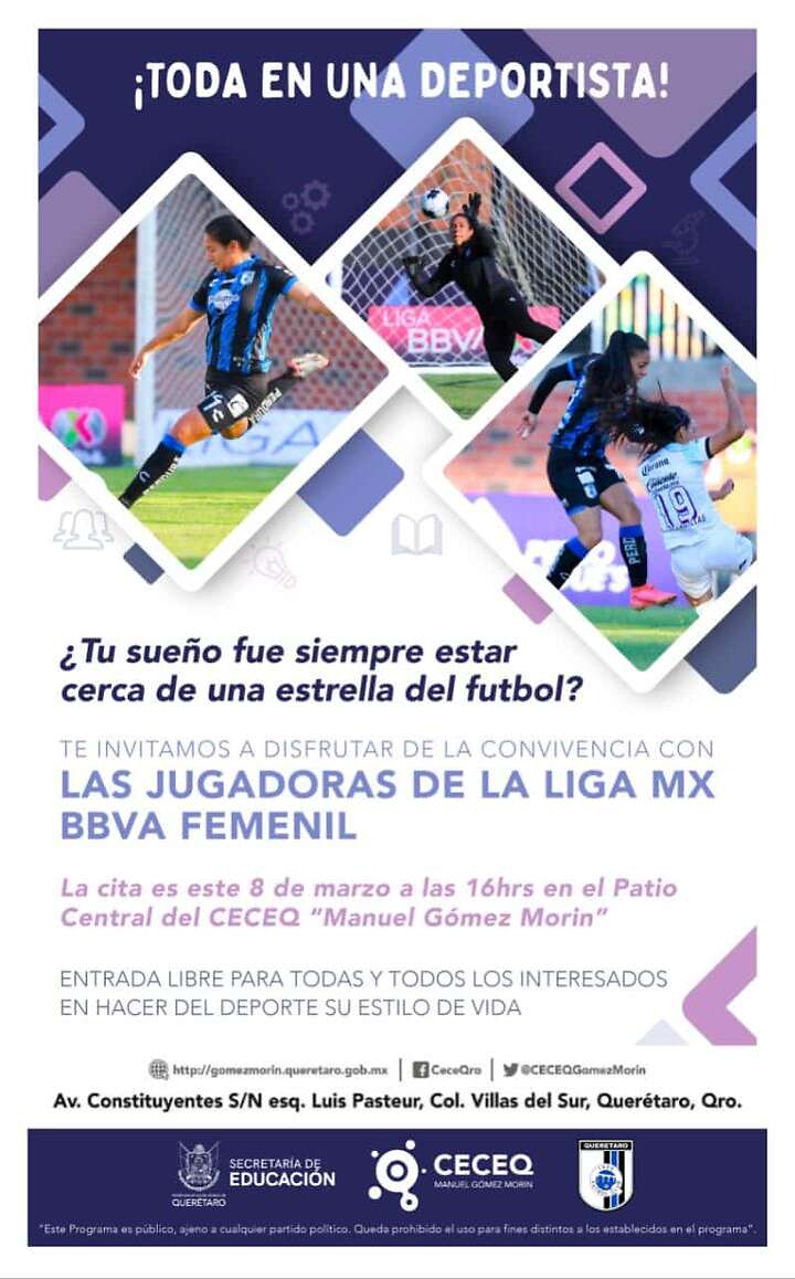 El programa contará con una convivencia de inspiración al deporte a las 16:00 horas con la Liga MX BBVA Femenil de los Gallos Blancos