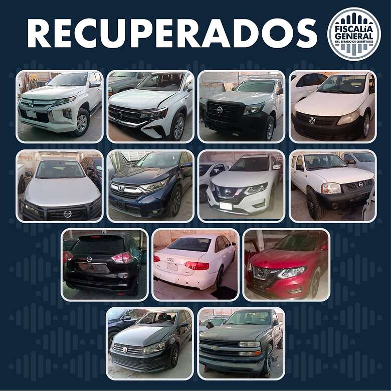 Fiscalía recupera 13 vehículos con reporte de robo vigente