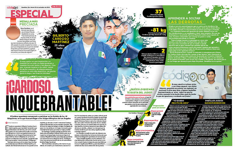 El judoca queretano Gilberto Cardoso ha rozado la gloria, pero también ha tenido que enfrentarse a la derrota