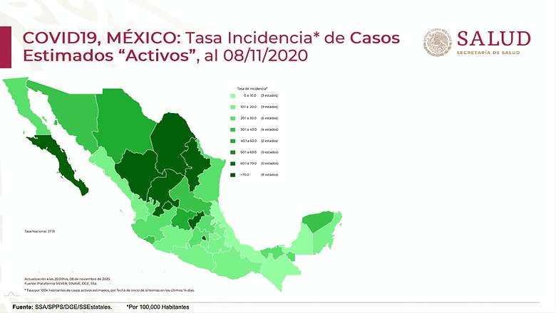 Ciudad de México, Nuevo León, Coahuila, Durango, Zacatecas, Aguascalientes, Baja California Sur y Querétaro son los estados con mayor incidencia de contagios nuevos de COVID-19. Foto: Especial