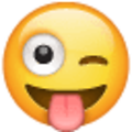 Emoji 1f61c, cara sonriente guiñando un ojo con la lengua fuera