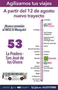 Modificación de la ruta 53 de transporte público. Foto: Especial