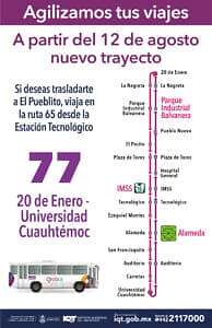 Cambios de la ruta 77 de transporte público. Foto: Especial