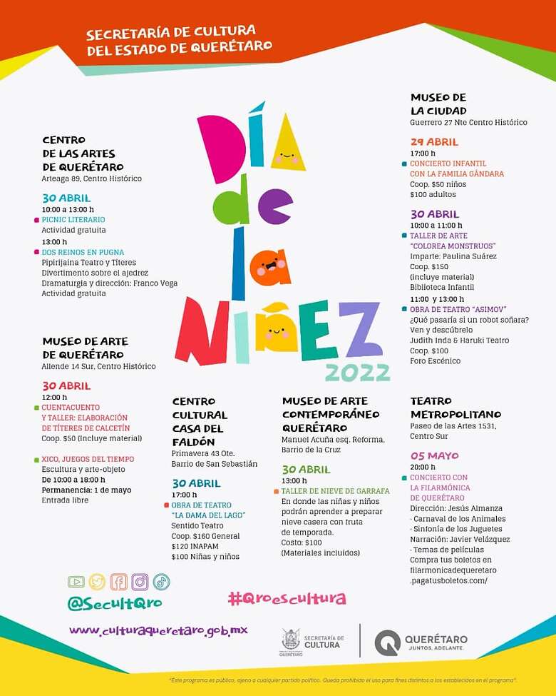 Actividades culturales con motivo del Día del Niña y de la Niña. Foto: Especial