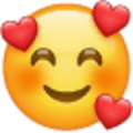 emoji U1f970, cara sonriente rodeada de corazones