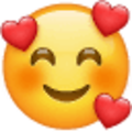 emoji U1f970, cara sonriente rodeada de corazones