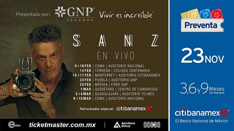 Alejandro Sanz llegará a México en febrero próximo como parte del inicio de su gira internacional “Sanz en vivo”