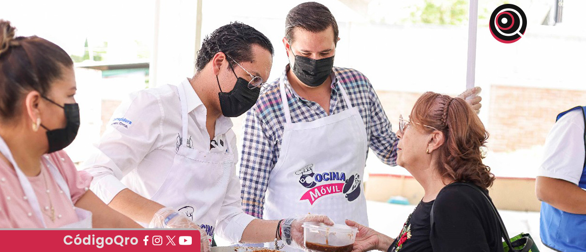 El presidente municipal de Corregidora, Chepe Guerrero, supervisó el programa Cocina Móvil. Foto: Especial