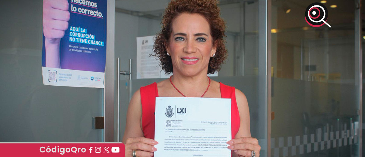 Adriana Meza Argaluza presentó ante la Oficialía de Partes del Poder Legislativo local una iniciativa para reformar el artículo 348 del Código Civil del estado / Foto: Cortesía
