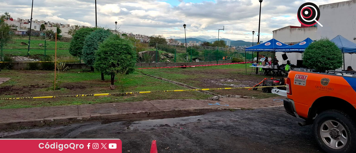 El funcionario explicó que el colector se encuentra por debajo del dren pluvial del fraccionamiento, lo que dificultó detectar el daño hasta que ocurrieron las precipitaciones / Foto: Mauricio Hernández