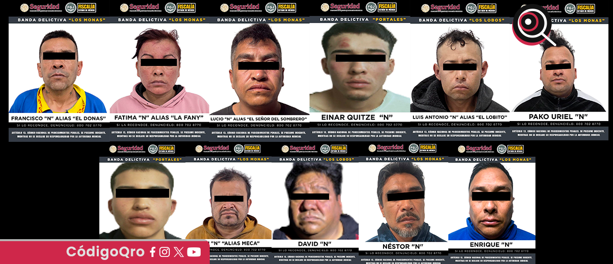 Detienen a 11 personas ligadas a 16 homicidios en el Edomex