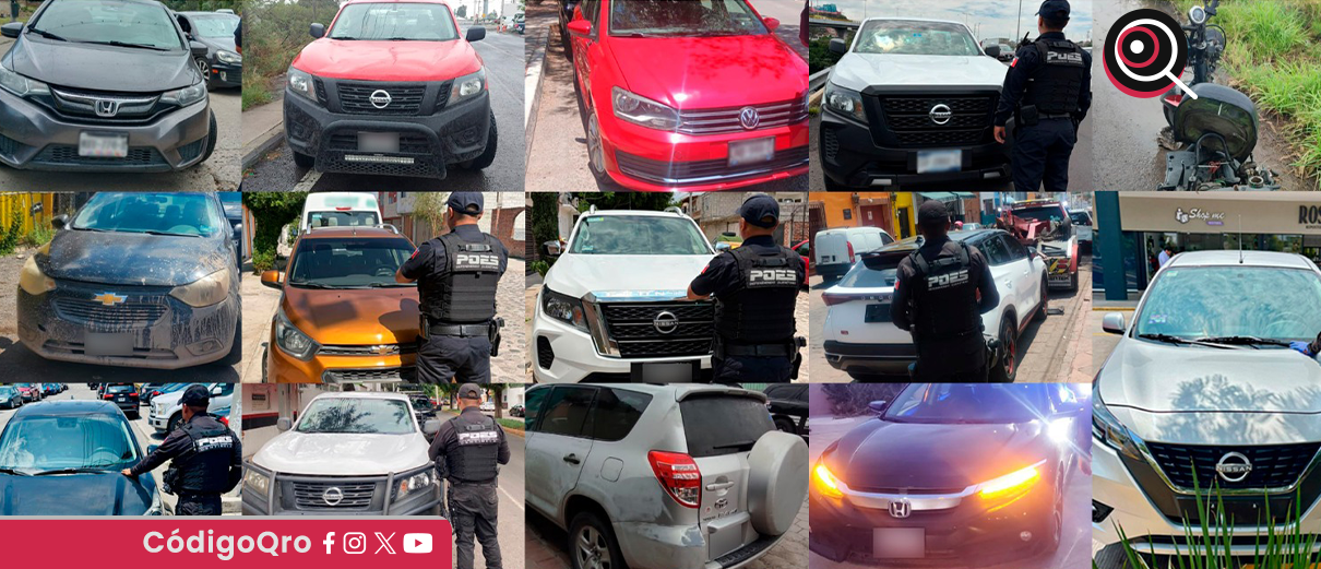 Poes, asegura, 24 vehículos, reporte de robo,