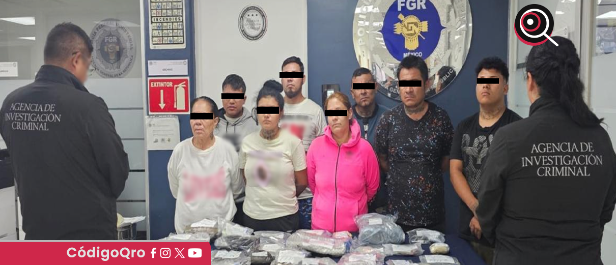 Querétaro, detienen a 8, dosis de droga, dinero, SSPC, FGR,