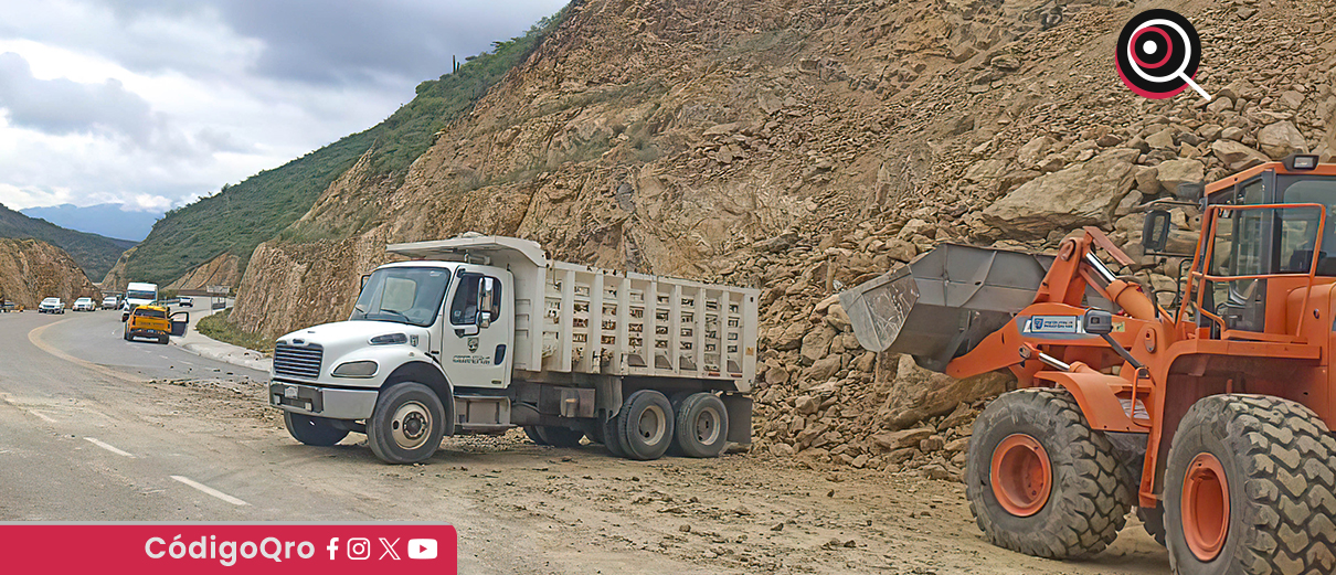 La CEI reportó un derrumbe en el municipio de Cadereyta de Montes. Foto: Especial