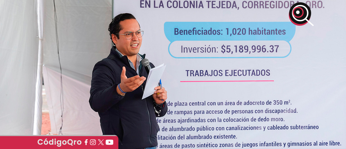 El presidente municipal de Corregidora, Chepe Guerrero, entregó la modernización del parque Atenas en la colonia Tejeda. Foto: Especial
