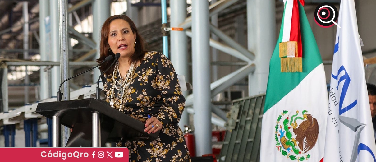 La secretaria de Educación del estado de Querétaro, Martha Elena Soto Obregón, destacó la relevancia del sector aeronáutico. Foto: Especial