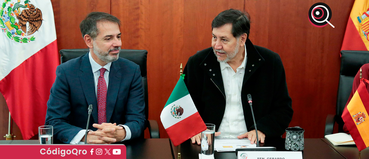 El presidente del Senado, Gerardo Fernández Noroña, recibió al embajador de España en México. Foto: Especial