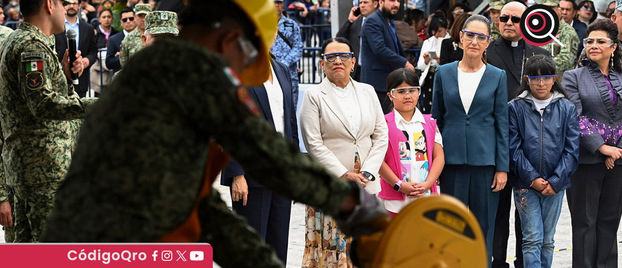 La presidenta de México, Claudia Sheinbaum, presenció la destrucción de armas de fuego. Foto: Especial