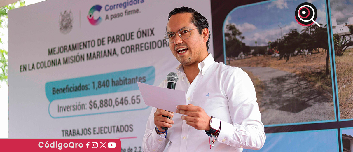 El presidente municipal de Corregidora, Chepe Guerrero, entregó el nuevo parque Ónix. Foto: Especial