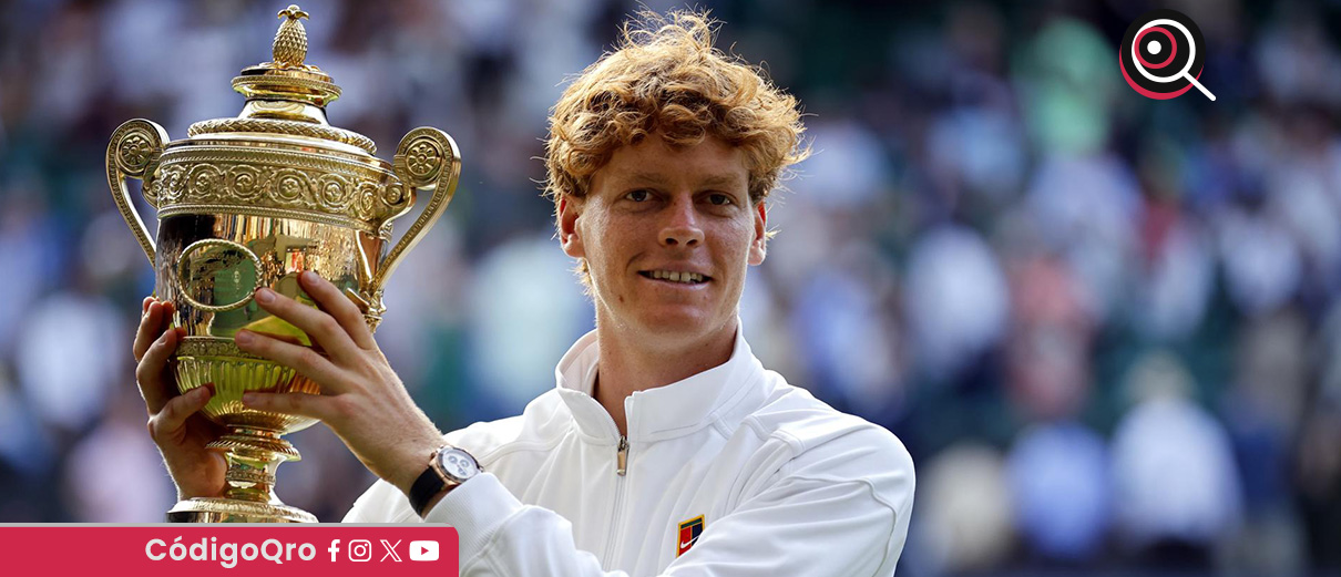 El tenista italiano Jannik Sinner venció a Carlos Alcaraz en la gran final de Wimbledon. Foto: Agencia EFE
