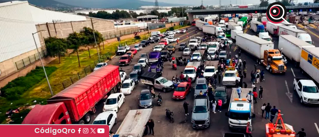 bloqueo, México-Querétaro, manifestantes,