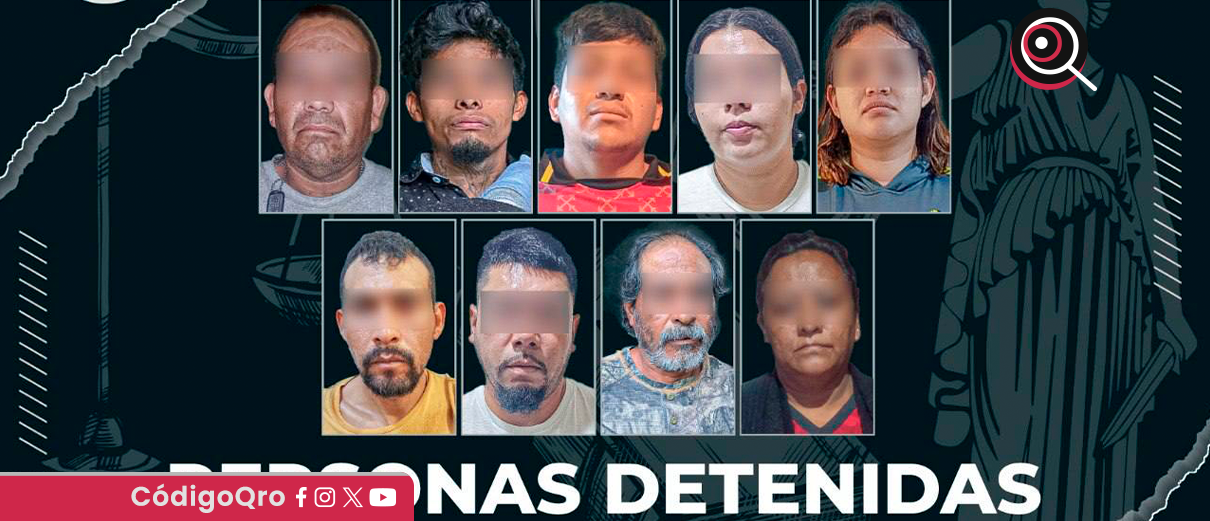 cateos, 9 detenidos,