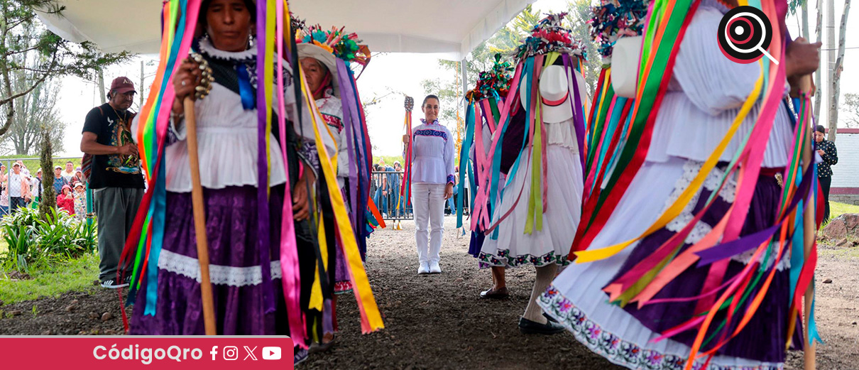 La presidenta de México, Claudia Sheinbaum, estuvo de visita en el municipio de Amealco de Bonfil. Foto; Especial