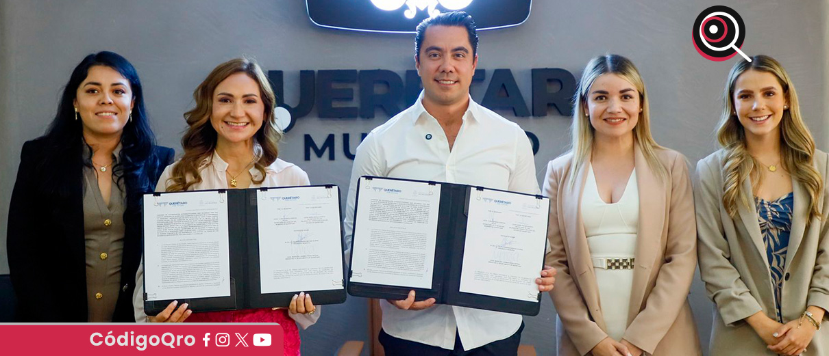El presidente municipal de Querétaro, Felifer Macías, firmó un acuerdo con la Secretaría de las Mujeres. Foto: Especial