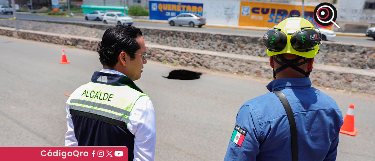 Reportan un hundimiento en avenida Candiles. Foto: Especial