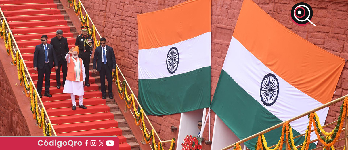 El primer ministro de la India, Narendra Modi, encabezó la celebración del Día de la Independencia. Foto: Agencia EFE