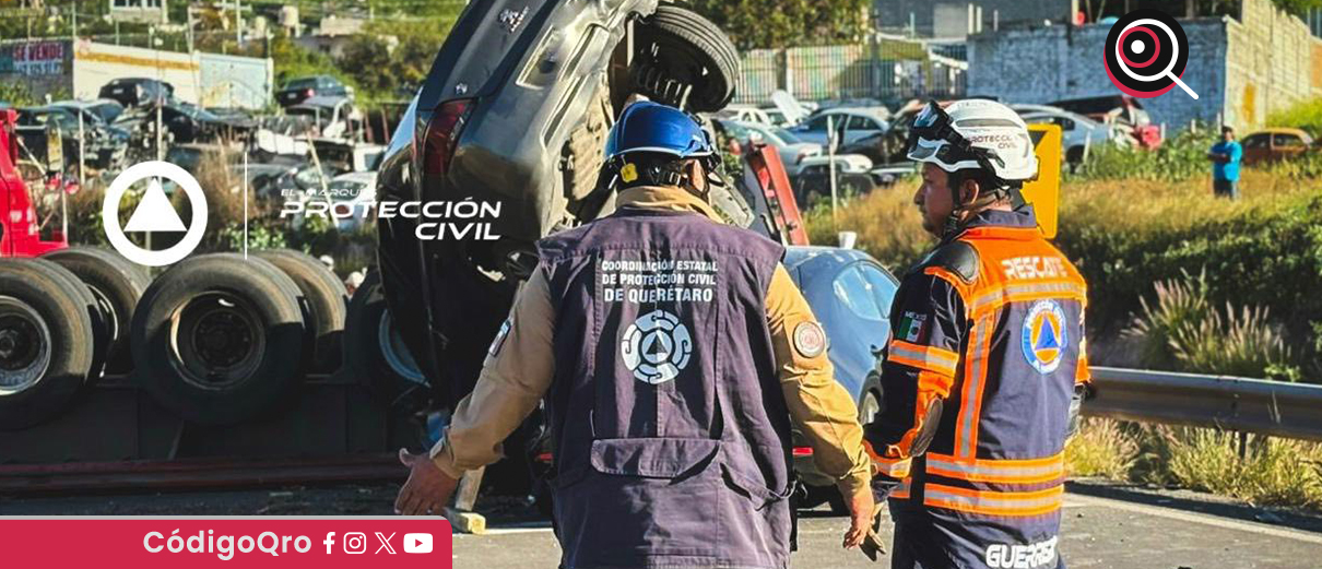 Un accidente en el Anillo Vial Fray Junípero Serra dejó 4 personas lesionadas. Foto: Especial
