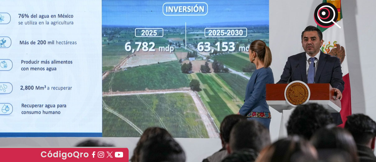 El director general de Conagua, Efraín Morales, informó que actualmente el 76 por ciento del agua en México se utiliza en la agricultura / Foto: Cortesía