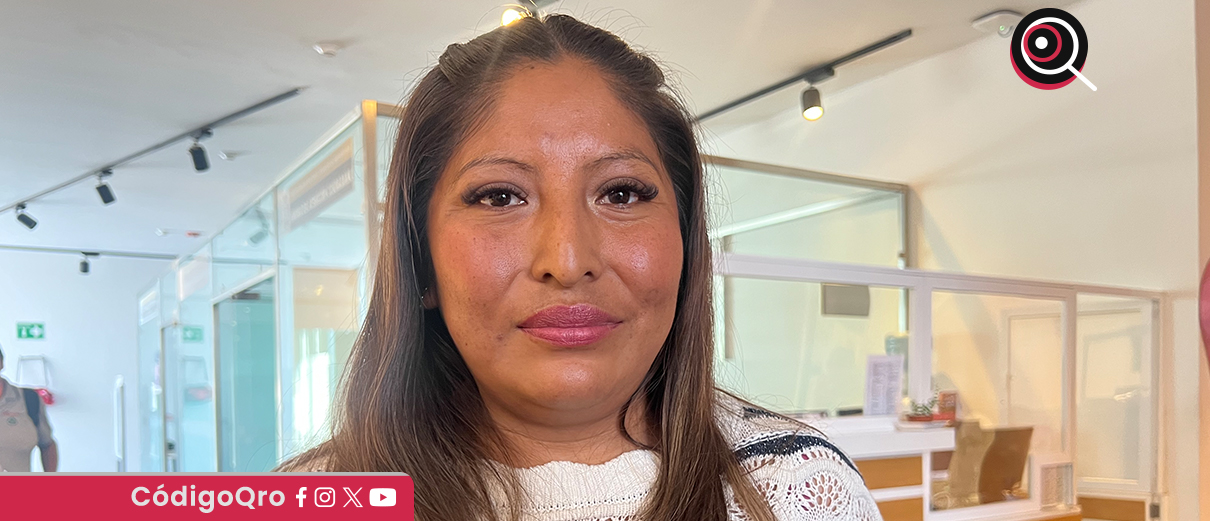La diputada local de Morena, María Eugenia Margarito Vázquez, urgió a atender la violencia contra las mujeres en Amealco. Foto: Olivia Arredondo