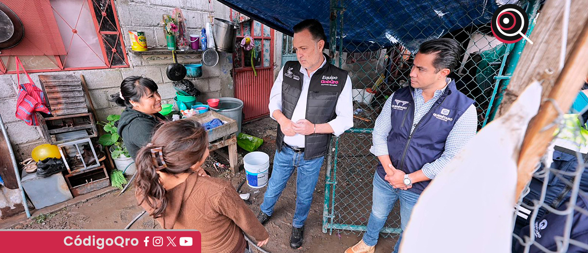 Autoridades estatales y municipales recorren viviendas afectadas por lluvias. Foto: Especial