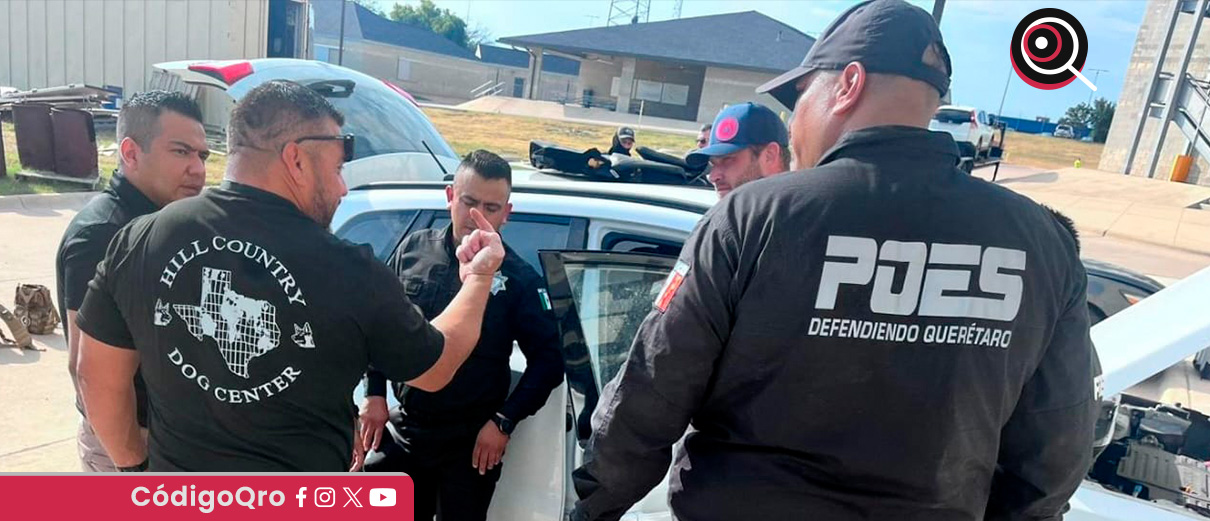 Elementos de la Policía Estatal reciben capacitación en detección de compartimentos ocultos. Foto: Especial