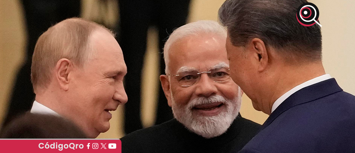 Vladímir Putin, Xi Jinping y Narendra Modi intentarán construir una estrategia conjunta frente a Estados Unidos. Foto: Agencia EFE