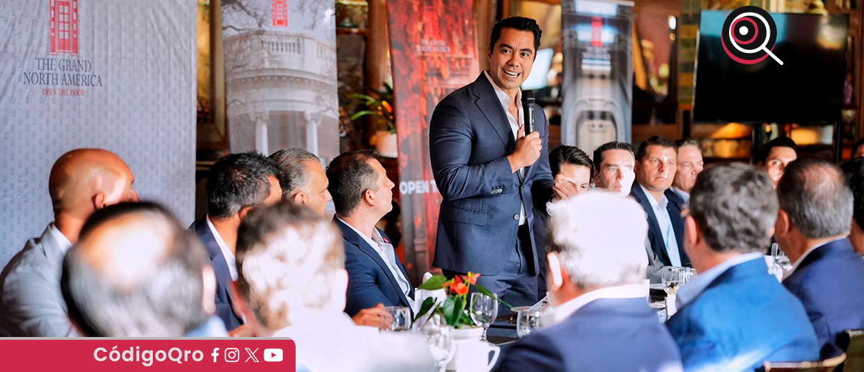 El presidente municipal de Querétaro, Felifer Macías Olvera, se reunió con The Grand North America. Foto: Especial