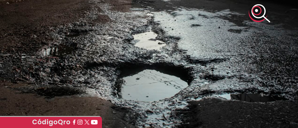 La temporada de lluvias ha dejado más de 6 mil 700 baches en Querétaro. Foto: Especial