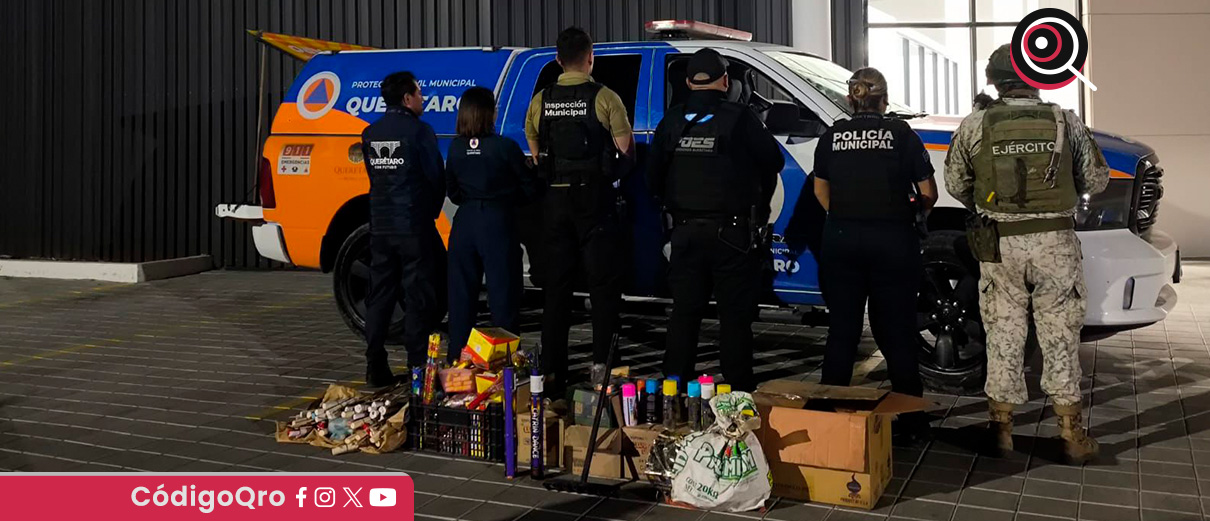 Decomisan más de 50 kilos de pirotecnia en la ciudad de Querétaro. Foto: Especial