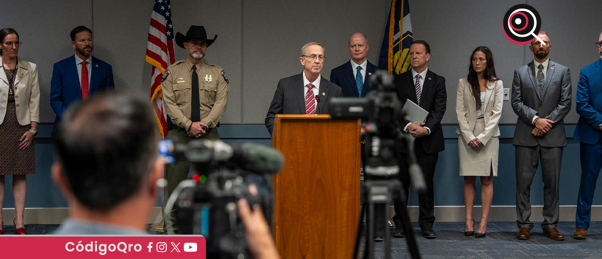 El fiscal Jeff Gray explicó que Robinson fue imputado por causar “intencional o conscientemente” la muerte de Kirk en circunstancias que pusieron en riesgo a terceros / Foto: Cortesía