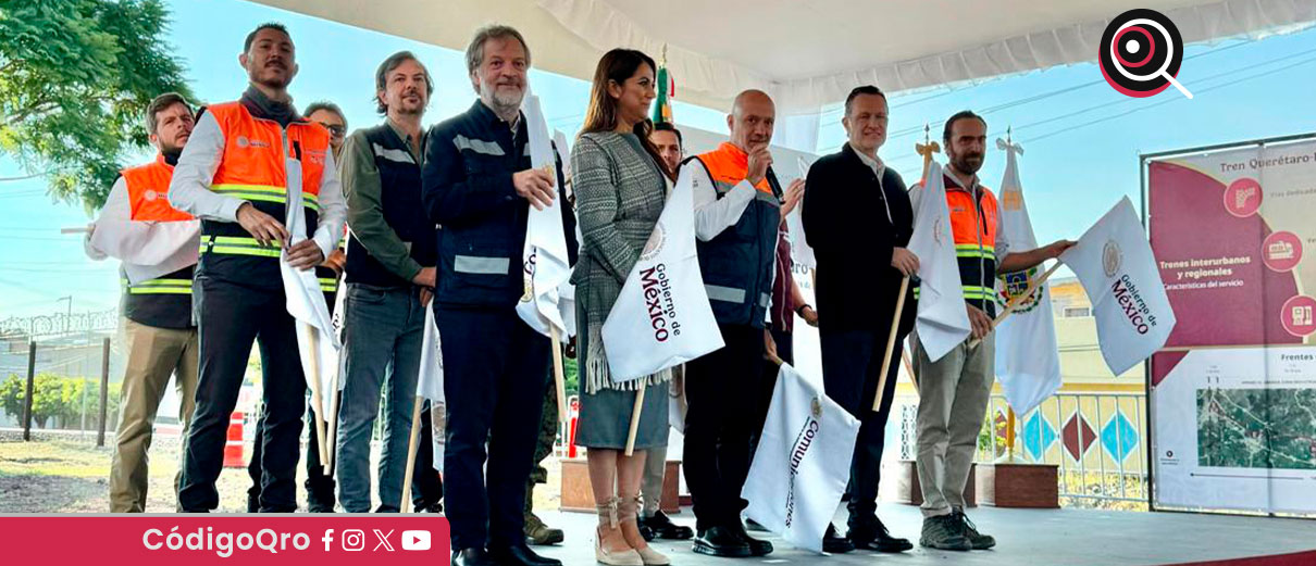 En Apaseo El Grande, se llevó a cabo el banderazo de arranque de la construcción del tren de pasajeros Querétaro-Irapuato / Foto: Cortesía