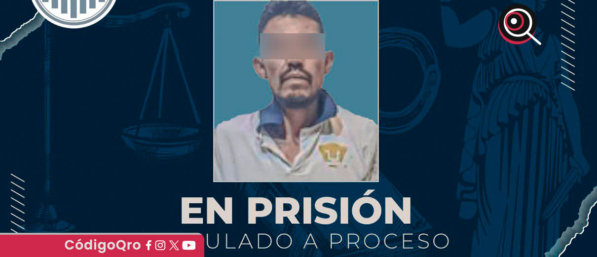 El tercer implicado fue detenido mediante orden de aprehensión y, en audiencia inicial, un juez resolvió su vinculación a proceso por robo a casa habitación con violencia, imponiéndole prisión preventiva justificada / Foto: Cortesía