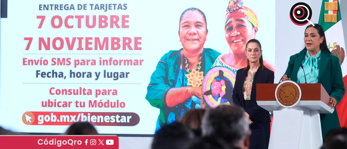 Del 7 de octubre al 7 de noviembre, la Secretaría de Bienestar entregará casi 2 millones de tarjetas de la Pensión Mujeres Bienestar. Foto: Especial