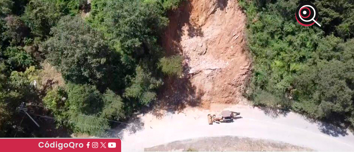 Reportan por lo menos 3 derrumbes en la carretera federal San Juan del Río-Xilitla. Foto: Especial