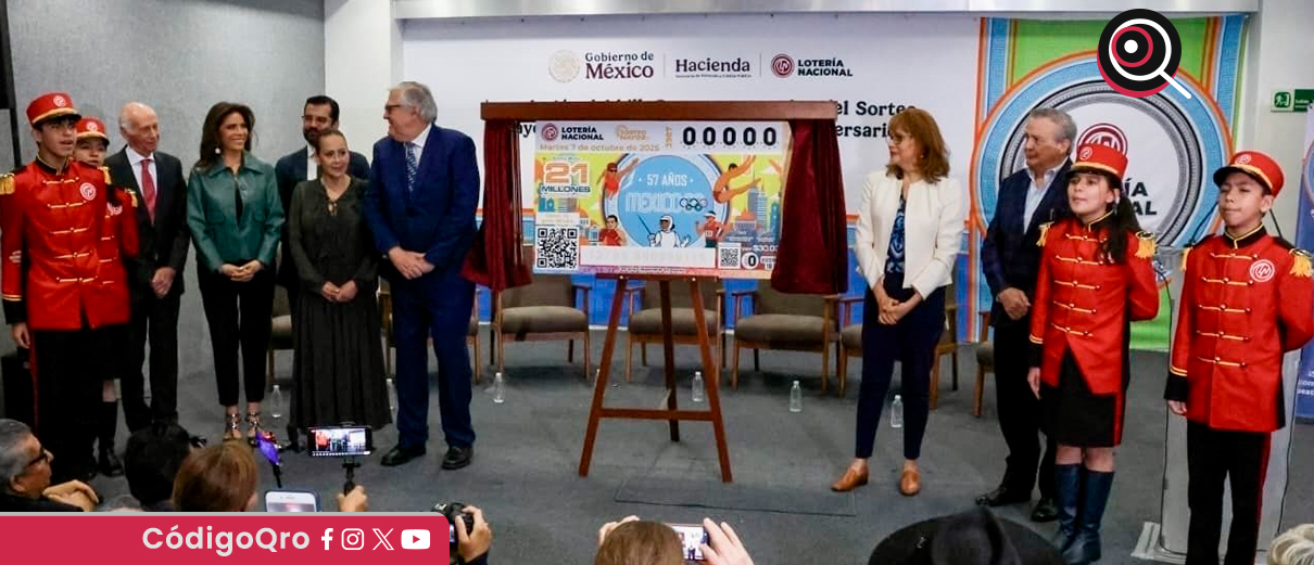 La Lotería Nacional develó un billete conmemorativo de los Juegos Olímpicos México 1968. Foto: Especial