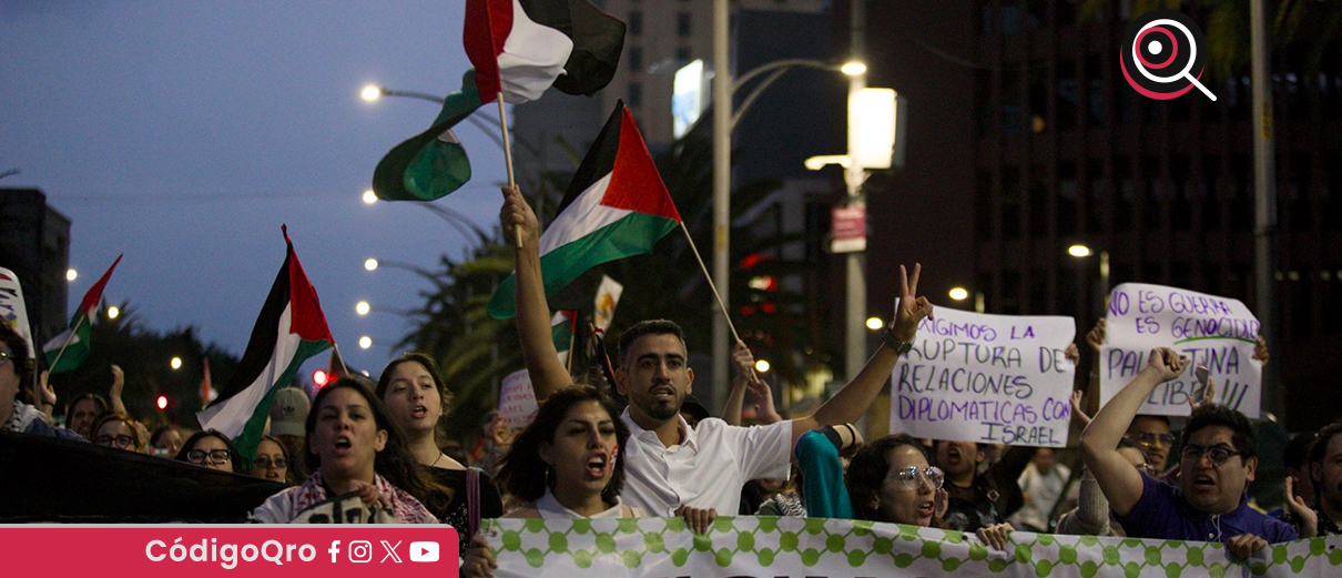 Marchan en la Ciudad de México por captura de la Flotilla Sumud. Foto: Especial