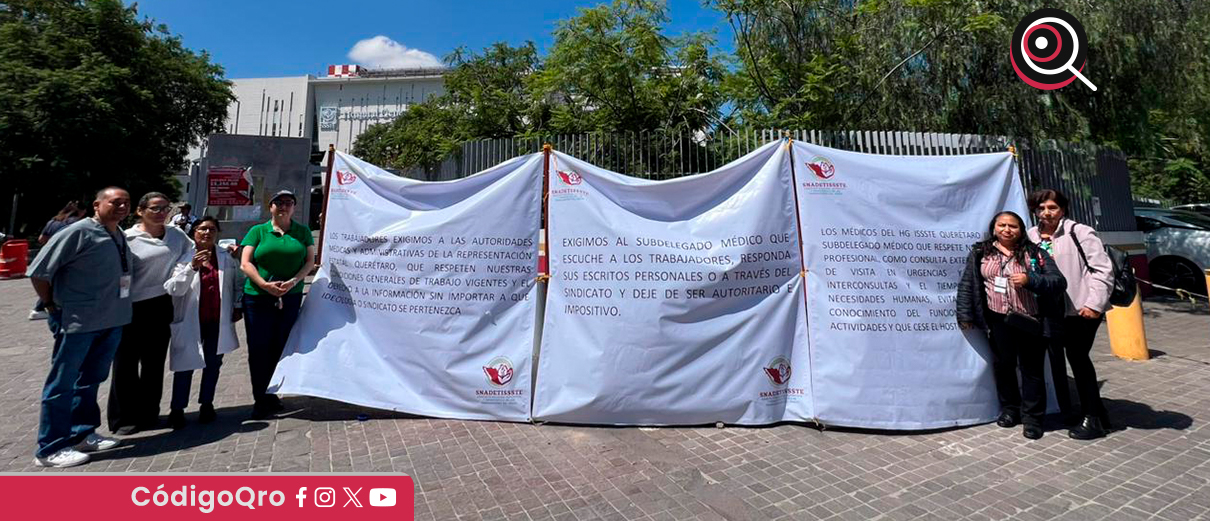 Protestan trabajadores del ISSSTE Querétaro