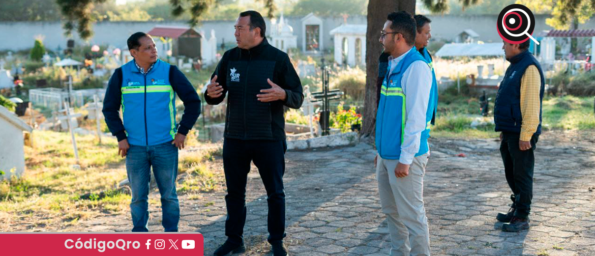 Roberto Cabrera, supervisa, labores, panteones, San Juan del Río,